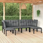 vidaXL Salon de jardin 6 Pièces noir et gris résine tressée