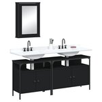 vidaXL Ensemble de meubles salle de bain 3 Pièces noir bois d'ingénierie