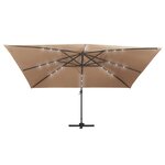 vidaXL Parasol déporté avec lumières LED Aluminium 400x300 cm Taupe