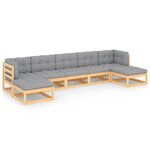 vidaXL Salon de jardin 7 Pièces avec coussins Bois de pin massif