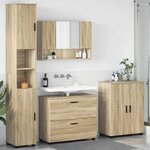 vidaXL Ensemble de mobilier de salle de bain 4 Pièces Chêne sonoma