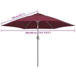vidaXL Tissu de remplacement pour parasol d'extérieur Bordeaux 300 cm