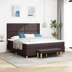 vidaXL Lit à ressorts avec matelas Marron foncé 180 x 200 cm tissu