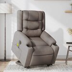 vidaXL Fauteuil inclinable de massage électrique Taupe Tissu