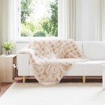 vidaXL Couverture en Fourrure de Lapin Synthétique Beige 130 x 150 cm