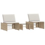 vidaXL Chaises longues 2 pièces avec table en résine tressée beige