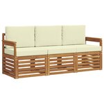 vidaXL Ensembles de canapés 3 pc Naturel et Crème Bois d'Acacia Massif