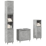 vidaXL Ensemble de meubles de salle de bain 3 Pièces gris béton