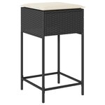 vidaXL Ensemble de bar de jardin 3 Pièces avec coussins noir poly rotin