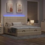 VidaXL Cadre de lit ottoman avec matelas crème 200x200cm tissu