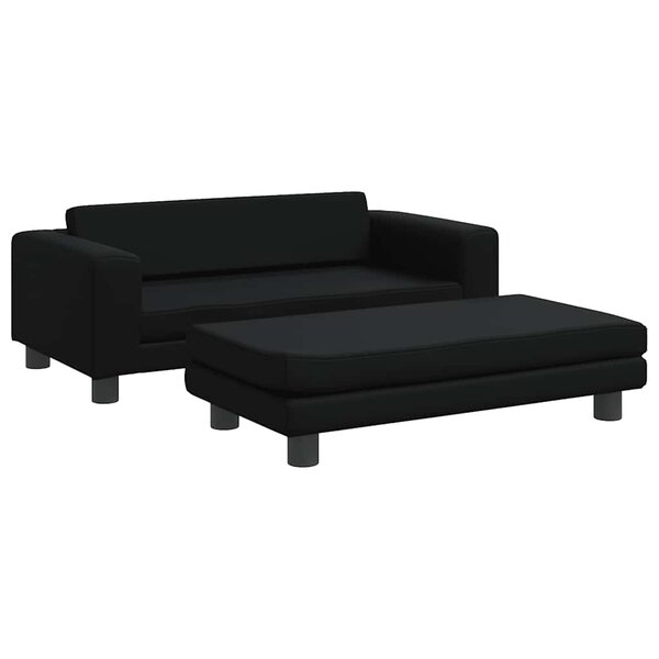 vidaXL Canapé avec repose-pied pour enfants noir 100x50x30 cm