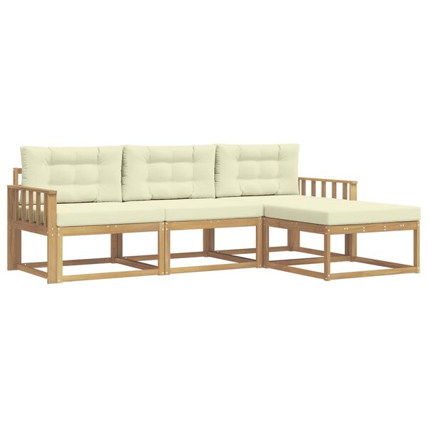 vidaXL Ensemble de canapés d'extérieur 4 Pièces Blanc et crème Polyester