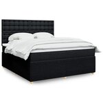 vidaXL Sommier à lattes de lit avec matelas Noir 180x200 cm Tissu