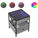 vidaXL Table de chevet avec LED infini sonoma gris 40x40x51 cm