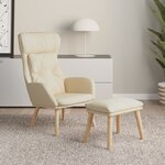 vidaXL Chaise de relaxation avec repose-pied Crème Tissu