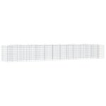 vidaXL Lit surélevé à gabions arqué 600x100x100 cm Fer galvanisé