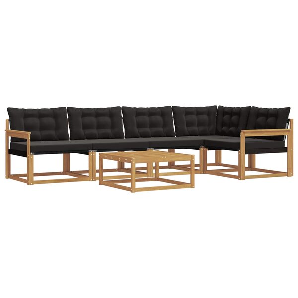 vidaXL Ensemble de canapés d'extérieur 6 Pièces Blanc et noir