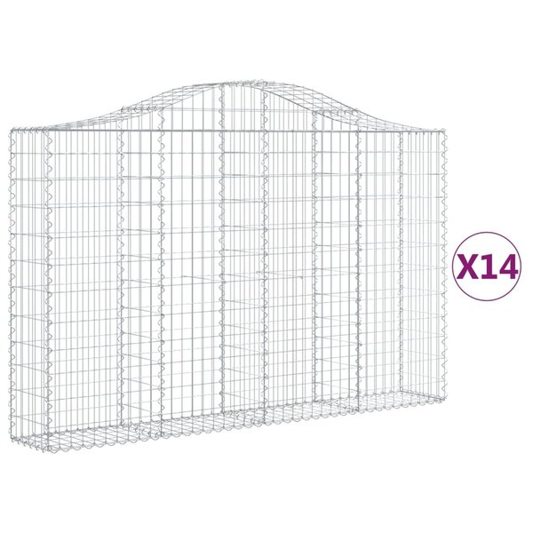 vidaXL Paniers à gabions arqués 14 Pièces 200x30x120/140 cm Fer galvanisé