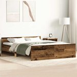 vidaXL Cadre de lit sans matelas vieux bois 135x190cm bois ingénierie