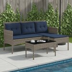 vidaXL Ensemble de canapé de jardin 2 Pièces Gris et bleu marine