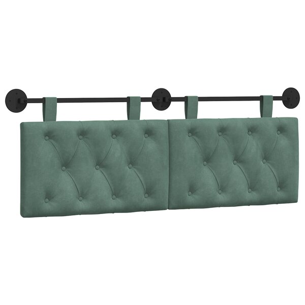 vidaXL Tête de lit suspendue Avec lumière LED Vert Mer Velours