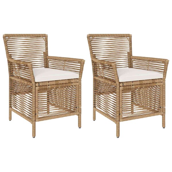 vidaXL Chaise d'Extérieur avec coussin 2 Pièces Beige et crème polyrotin