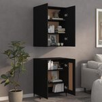 Vidaxl buffet haut noir 70x34x180 cm bois d'ingénierie