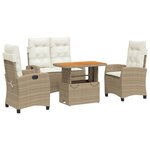 vidaXL Ensemble à manger de jardin coussins 4 Pièces beige résine tressée