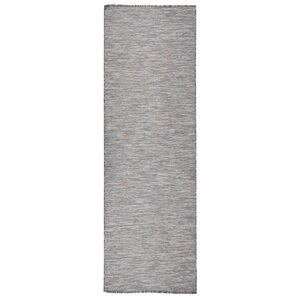 vidaXL Tapis à tissage plat d'extérieur 80x250 cm Marron et bleu