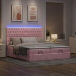 vidaXL Cadre de lit ottoman avec matelas rose 160x200 cm velours