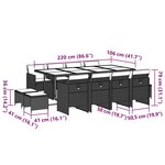 vidaXL Ensemble à manger de jardin et coussins 13 Pièces gris clair rotin