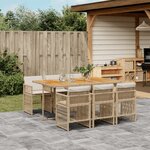 vidaXL Ensemble à manger de jardin et coussins 7 Pièces beige poly rotin