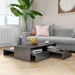 vidaXL Ensemble de tables basses gigognes gris brillant 100x100x26 5cm