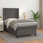vidaXL Sommier à lattes de lit avec matelas Gris 90x200 cm Similicuir