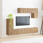 vidaXL Ensemble meuble TV Montage mural 4 Pièces Blanc Bois d'ingénierie