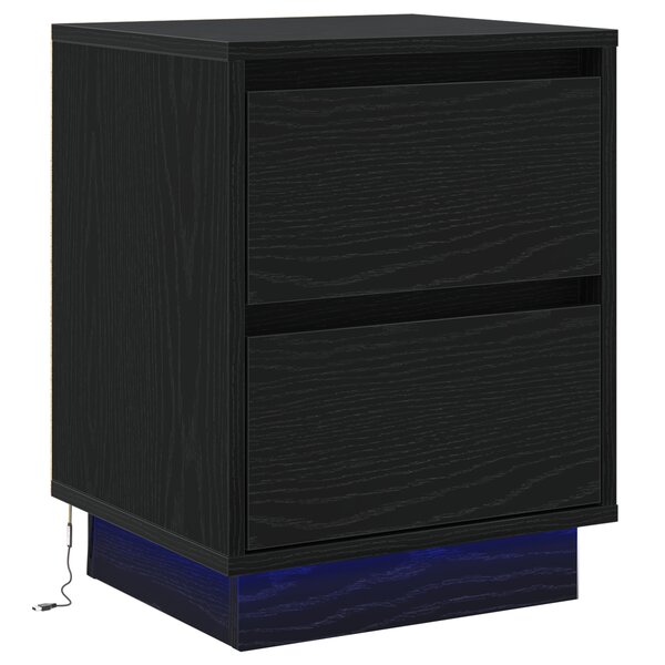 vidaXL Table de chevet avec lumières LED noire 39x34.5x50 cm