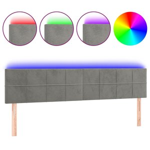 vidaXL Tête de lit à LED Gris clair 180x5x78/88 cm Velours