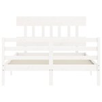 vidaXL Cadre de lit avec tête de lit blanc 140x190 cm bois massif