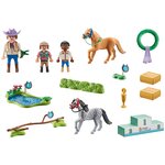PLAYMOBIL 71495 - Cavaliers avec poneys et saut d'obstacles