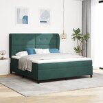 Lit à ressort vidaXL avec matelas Vert foncé 180x200 cm Velours