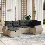vidaXL Salon de jardin 6 Pièces avec coussins gris clair résine tressée