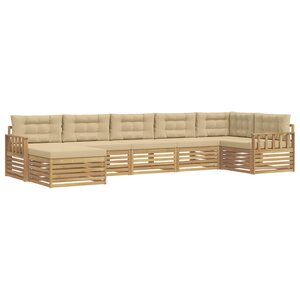 vidaXL Ensemble de canapés d'extérieur 7 Pièces Blanc et Beige