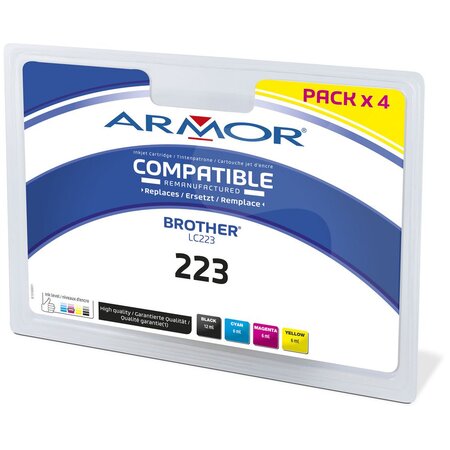 Cartouche d'encre remanufacturée compatible brother lc223 - pack 4 couleurs (paquet 4 unités)