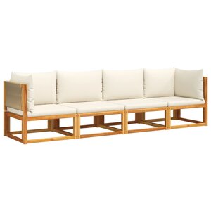 vidaXL Ensemble de canapés de jardin 4 pièces avec coussins en bois d'acacia et corde