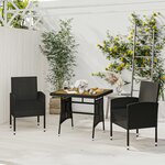 vidaXL Mobilier à dîner d'extérieur 3 Pièces Résine tressée Noir
