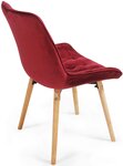 Lot de 6 chaises de salon salle à manger pied en bois et velours rouge foncé 01_0000559