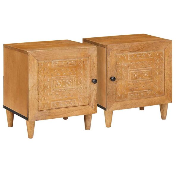 vidaXL Table de chevet 2 Pièces Marron clair 40 x 33 x 46 cm