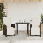 vidaXL Ensemble de bistro 3 Pièces avec coussins marron résine tressée