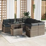 vidaXL Ensemble de canapé de jardin 9 Pièces Gris Poly rotin
