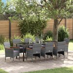 vidaXL Ensemble de salle à manger pour jardin 9 Pièces Gris polyrotin